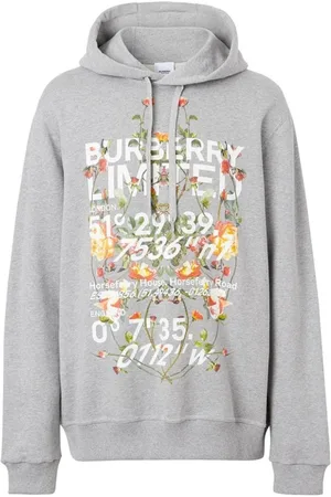 Burberry Sweathshirts & Hoodies, Herre, Grå, XS, Bomuld, Blomstret bomuldshættetrøje