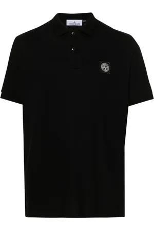 Stone Island Top, Herre, Sort, S, Bomuld, Sort Slim-Fit Polo Shirt Ss25