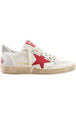 Golden Goose Sko, Dame, Hvid, 39 EU, Læder, Red Star Swarovski Crystal Heel Sneakers