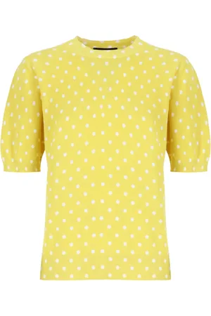 Fabiana Filippi Strik, Dame, Gul, 2XL, Bomuld, Gul bomulds sweater med prikker
