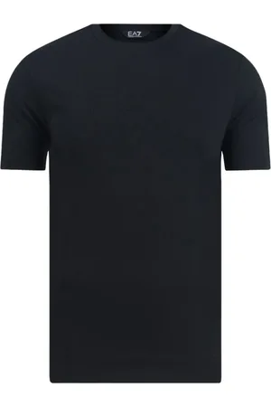 EA7 Top, Herre, Sort, L, Uld, Kortærmet T-shirt med Rund Hals