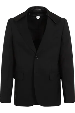 Comme des Garçons Jakke, Herre, Sort, S, Uld, Sort Uldjakke med Spidsrevers