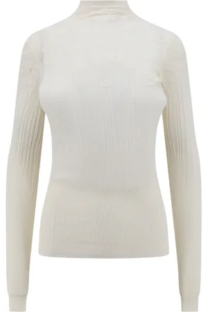 Bottega Veneta Strik, Dame, Hvid, M, Bomuld, Turtleneck