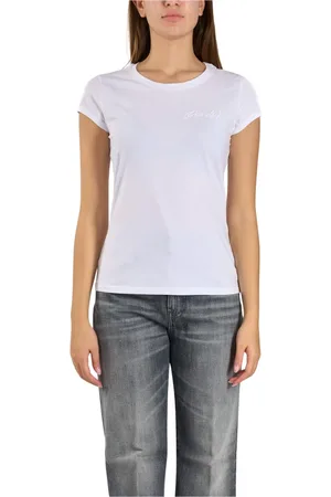 Dondup Top, Dame, Hvid, M, Bomuld, Broderet Logo Bomuldsjersey T-shirt