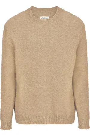 Maison Margiela Strik, Herre, Brun, L, Bomuld, Beige Uld-Bomuld Crew-Neck Jumper
