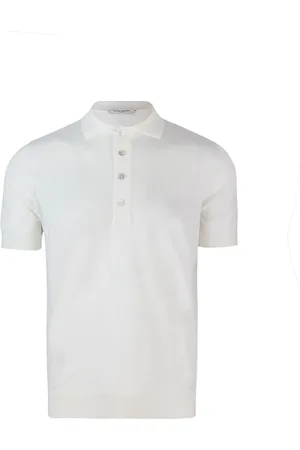 Paolo Pecora Top, Herre, Hvid, L, Bomuld, Hvid Silke Bomuld T-shirt Polo