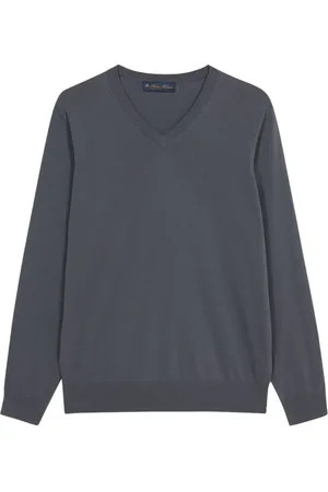 Brooks Brothers Strik, Herre, Grå, S, Bomuld, V-hals sweater