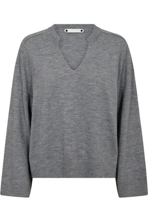 Co`Couture Strik, Dame, Grå, S, Uld, Gråmeleret Striktrøje