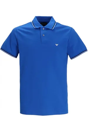 Emporio Armani Top, Herre, Blå, 3XL, Uld, Stilfuld Polo Shirt