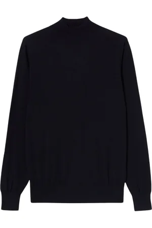 Brooks Brothers Strik, Herre, Blå, 2XL, Uld, Merinould Mock Neck Sweater