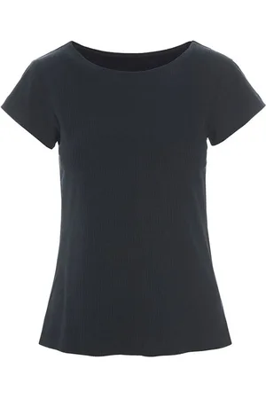 Bitte Kai Rand Top, Dame, Sort, M, Bomuld, Ribstrikket T-shirt Naibu Bluse