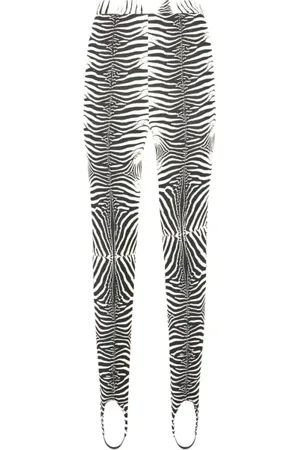 Roberto Cavalli Bukser, Dame, Sort, M, Zebra Print Strækbare Leggings Stirrups