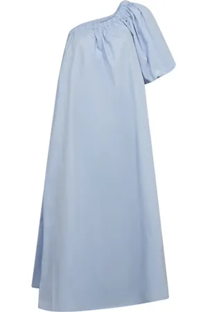 Copenhagen Muse Kjole, Dame, Blå, L, Uld, One-Shoulder Cashmere Kjole