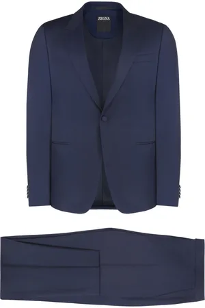 Ermenegildo Zegna Jakkesæt, Herre, Blå, M, Uld, Uldblanding Suit med Reverskrave