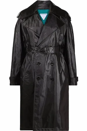 Bottega Veneta Frakke, Dame, Sort, 2XS, Uld, Double-Breasted Frakke med Bælte