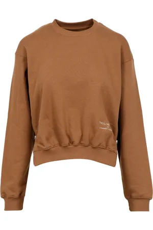 Serafini Sweathshirts & Hoodies, Dame, Brun, XS, Bomuld, Broderet Logo Rund Hals Sweater