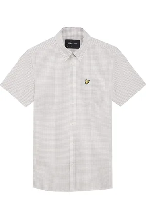 Lyle & Scott Skjorte, Herre, Hvid, M, Bomuld, Kortærmet Slim Fit Gingham Skjorte