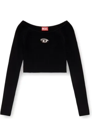 Diesel Top, Dame, Sort, S, Ribstrikket Top med Cut-Out Detalje