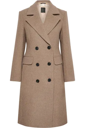 INWEAR Frakke, Dame, , 2XS, Uld, Klassisk Lapel Coat i Sandy Grey Melange