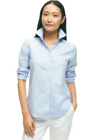 Brooks Brothers Bluser & Skjorter, Dame, Blå, S, Bomuld, Klassisk Pasform Non-Iron Supima Stretch Pinpoint Skjorte