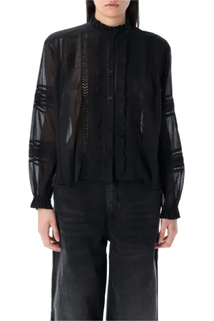 Isabel Marant Bluser & Skjorter, Dame, Sort, XS, Bomuld, Sort Blonder Detalje Skjorte Valda Stil