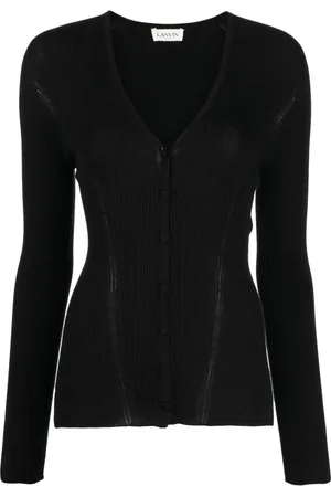 Lanvin Strik, Dame, Sort, L, Engineered Cardigan