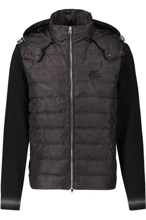 Etro Jakke, Herre, Sort, XL, Uld, Quilted Hooded Cardigan