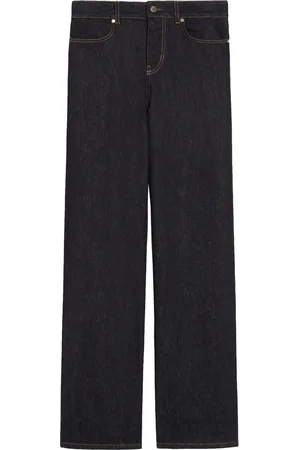 Max Mara Jeans, Dame, Blå, L, Uld, Wide Jeans