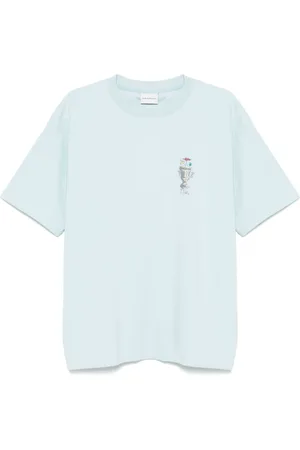 Drôle de Monsieur Top, Herre, Blå, M, Bomuld, Crew Neck Kortærmet T-shirt