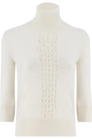 ERMANNO SCERVINO Strik, Dame, Hvid, L, Uld, Uld High-Necked Jumper