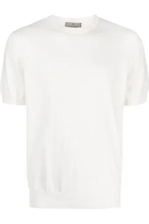 CANALI Top, Herre, Hvid, 3XL, Bomuld, Bomuldsstrik T-shirt