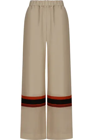 RAQUEL DINIZ Bukser, Dame, , XS, Linned, Stribet Linned Silke Elastisk Talje Bukser