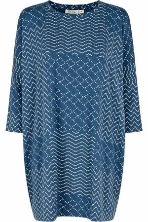 Masai Kjole, Dame, Blå, M, Uld, Oversized Tunika 3/4 Ærmer Rund Hals