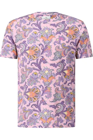 Etro Top, Herre, Lyserød, L, Bomuld, T-shirt i bomuld med paisleymønster