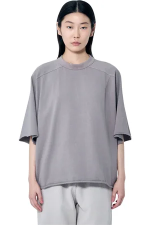 Entire Studios Top, Dame, Grå, S, Bomuld, Cotton Boxy T-shirt med Rund Hals og Korte Ærmer