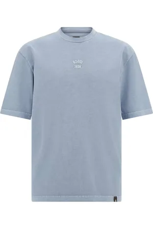 Boggi Milano Top, Herre, Blå, 2XL, Bomuld, Cotton Jersey T-shirt