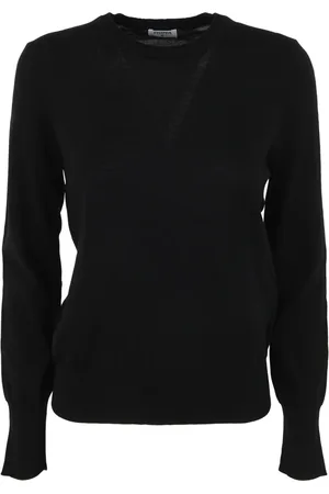 Filippa K Strik, Dame, Sort, M, Uld, Sort Merino Rundhalset Sweater