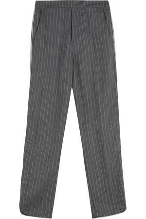 Rhude Bukser, Herre, Grå, M, Polyester, Pinstripe Cropped Bukser Elastisk Talje