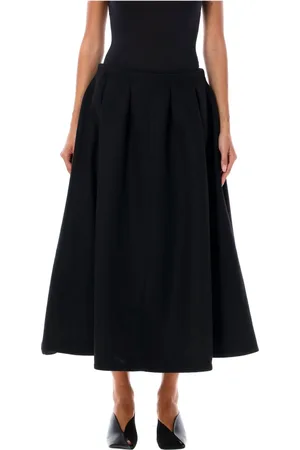 Patou Nederdel, Dame, Sort, S, Uld, Sort Plisseret Midi Nederdel Aw24