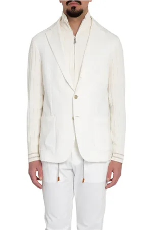 ELEVENTY Jakke, Herre, Hvid, L, Bomuld, Strikket Blazer i Blandet Materiale