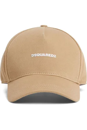 Dsquared2 Tilbehør, Herre, Brun, ONE SIZE, Bomuld, Logo Applikation Bomuldshat med Slogan