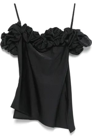 COPERNI Top, Dame, Sort, M, Uld, Off-Shoulder Asymmetrisk Kant Kjole