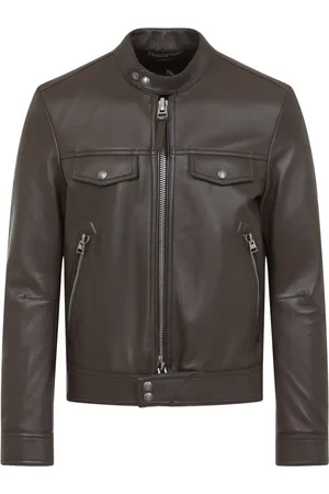 Tom Ford Jakke, Herre, Grøn, XL, Uld, Brun Læderjakke Stilfuldt Design