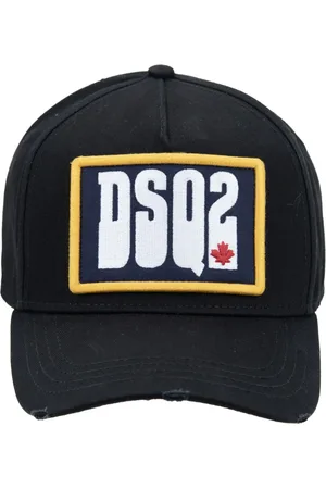 Dsquared2 Tilbehør, unisex, Sort, ONE SIZE, Bomuld, Embossed Logo Baseball Cap Fibbia