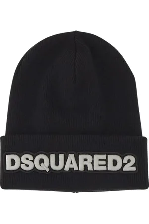 Dsquared2 Tilbehør, Herre, Sort, ONE SIZE, Uld, Sort Uld Logo Hue