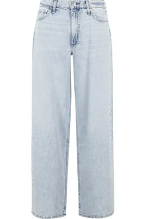 RAG&BONE Jeans, Dame, Blå, W23, Bomuld, Lyseblå High Rise Wide Leg Jeans