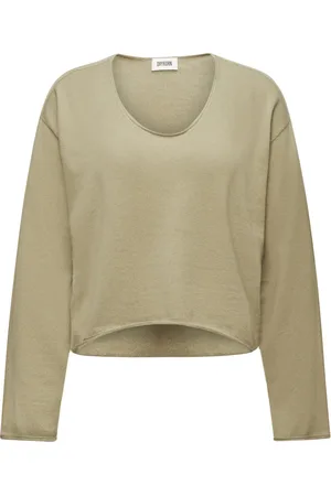 Drykorn Strik, Dame, Grøn, M, Oversized Cropped Pullover med O-hals