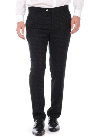 D.A. Daniele Alessandrini Bukser, Herre, Sort, S, Uld, Slim Fit Knaphulsbukser