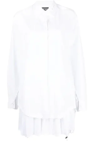 Diesel Kjole, Dame, Hvid, S, Bomuld, Langærmet Casual Skjorte