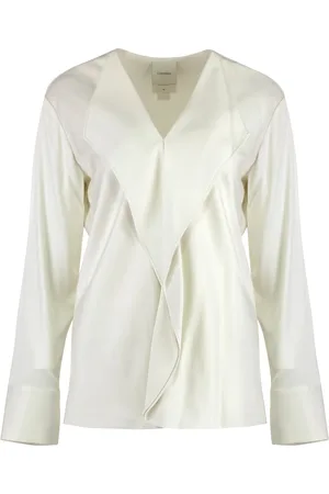 Calvin Klein Bluser & Skjorter, Dame, Hvid, L, Slit Cuffs Viscose Blouse
